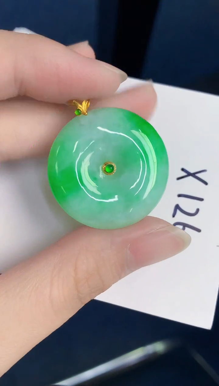 颈饰18K金镶嵌翡翠天然翡翠缅甸A货