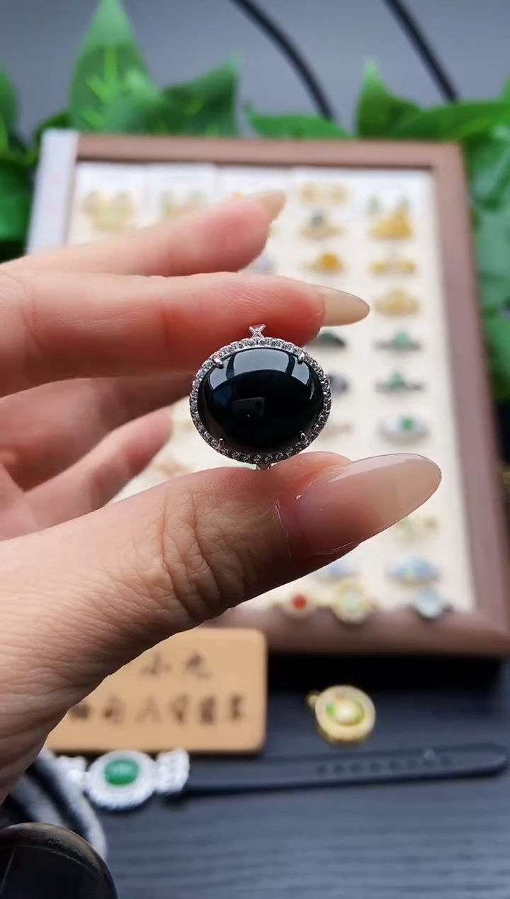 银S925镶嵌戒指翡翠12