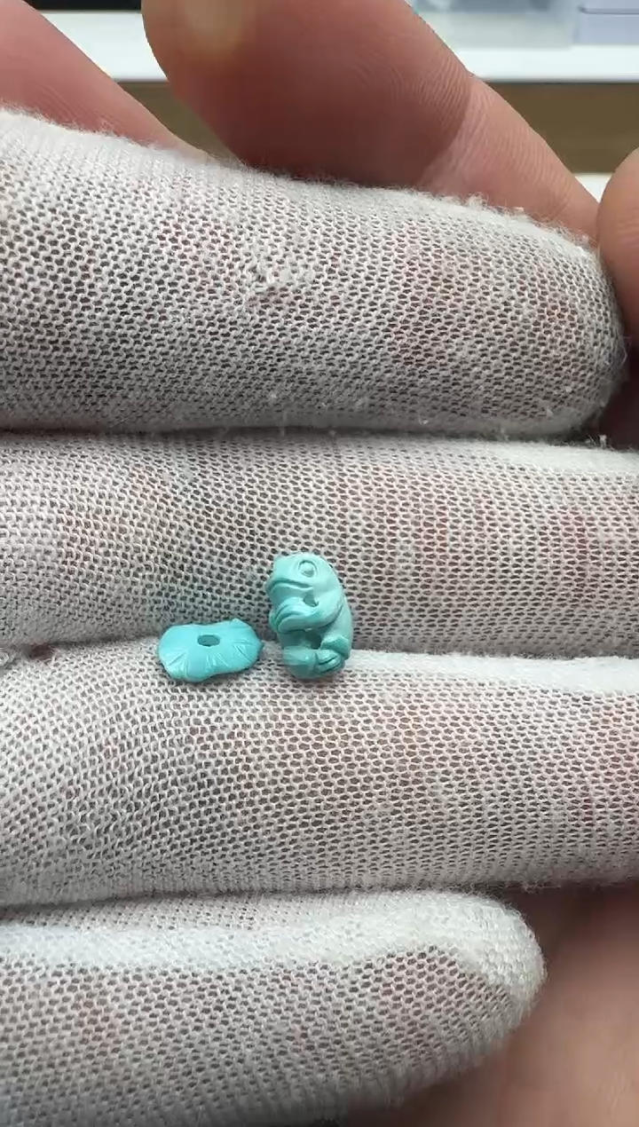未镶嵌绿松石荷叶青蛙套装