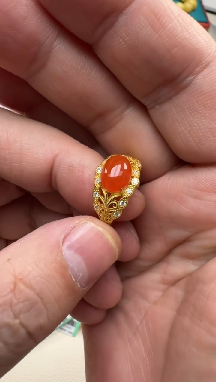 银S925镶嵌南红玛瑙珠宝奇石王*HZ004