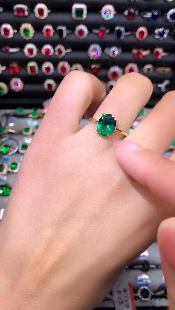 【闪购商品】透辉石戒指银S925镶嵌810金