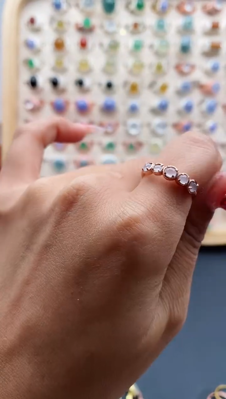 【闪购商品】翡翠戒指银S925镶嵌缅甸天然A货翡翠444   1+