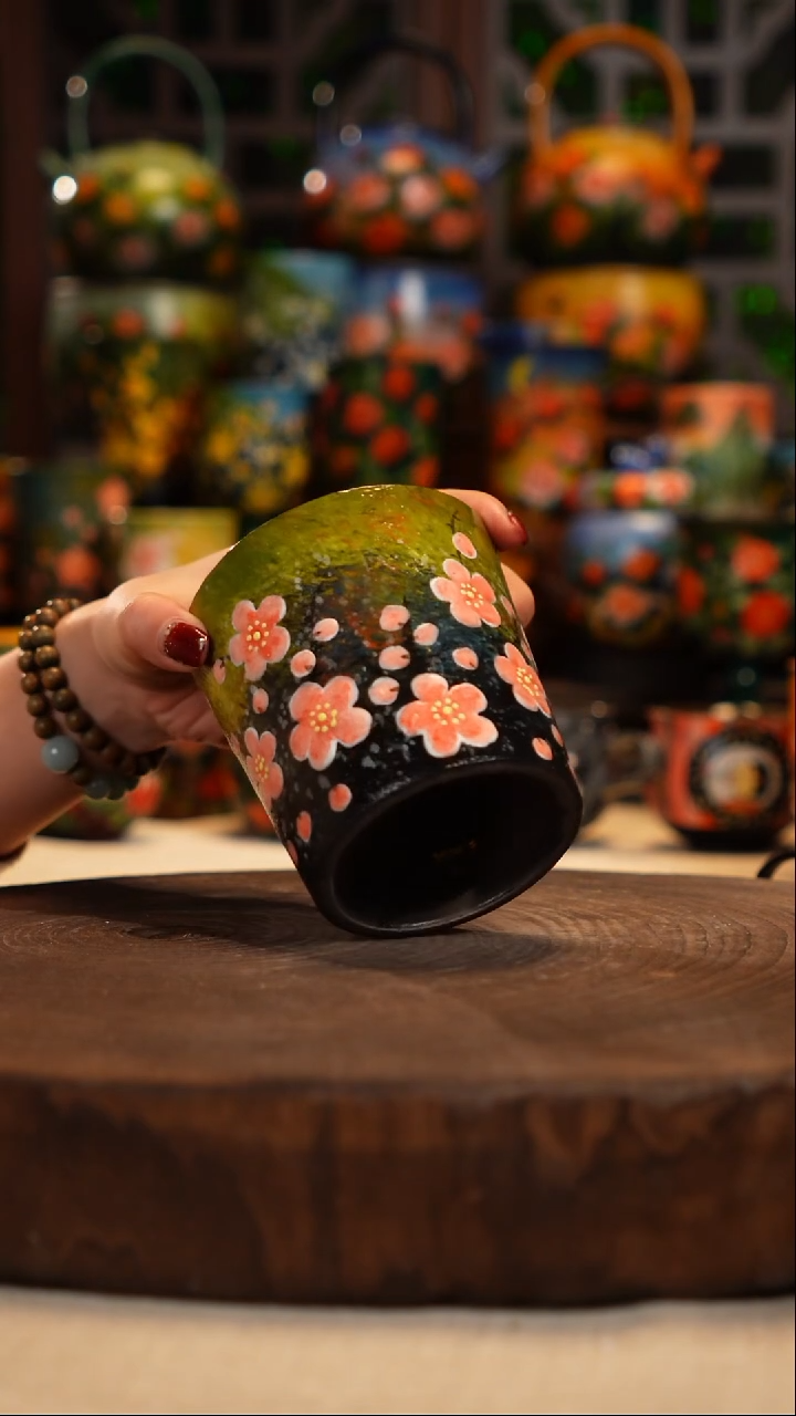 紫砂 油画釉下彩手绘