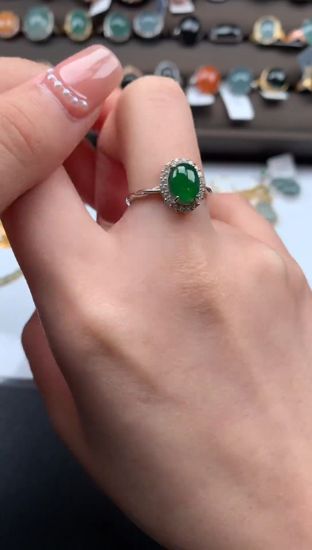 【闪购商品】翡翠戒指银S925镶嵌5677