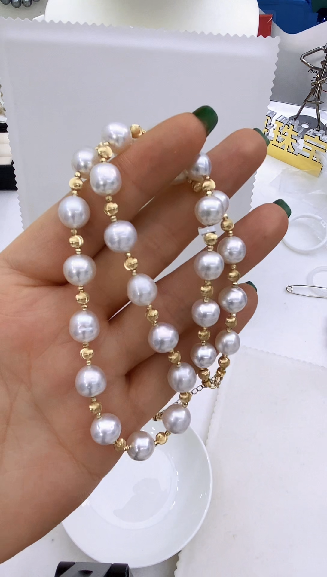 【闪购商品】海水珍珠项链18K金镶嵌127 8-9mm