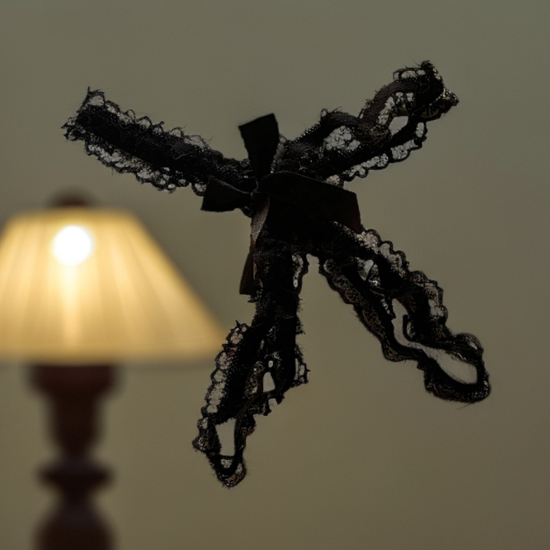 蕾丝女士低腰百搭时尚性感lolita黑色绑绳二次元