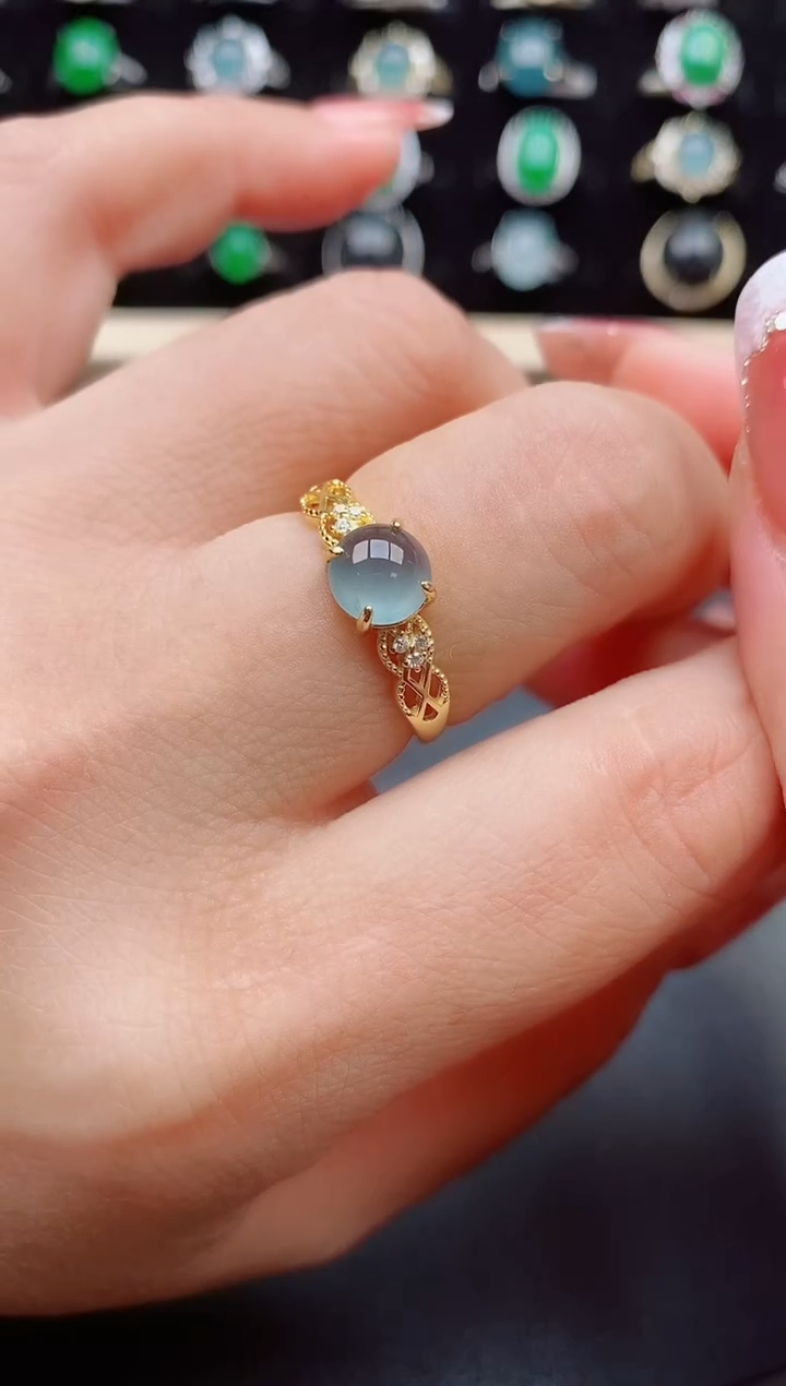 【闪购商品】翡翠戒指银S925镶嵌058000