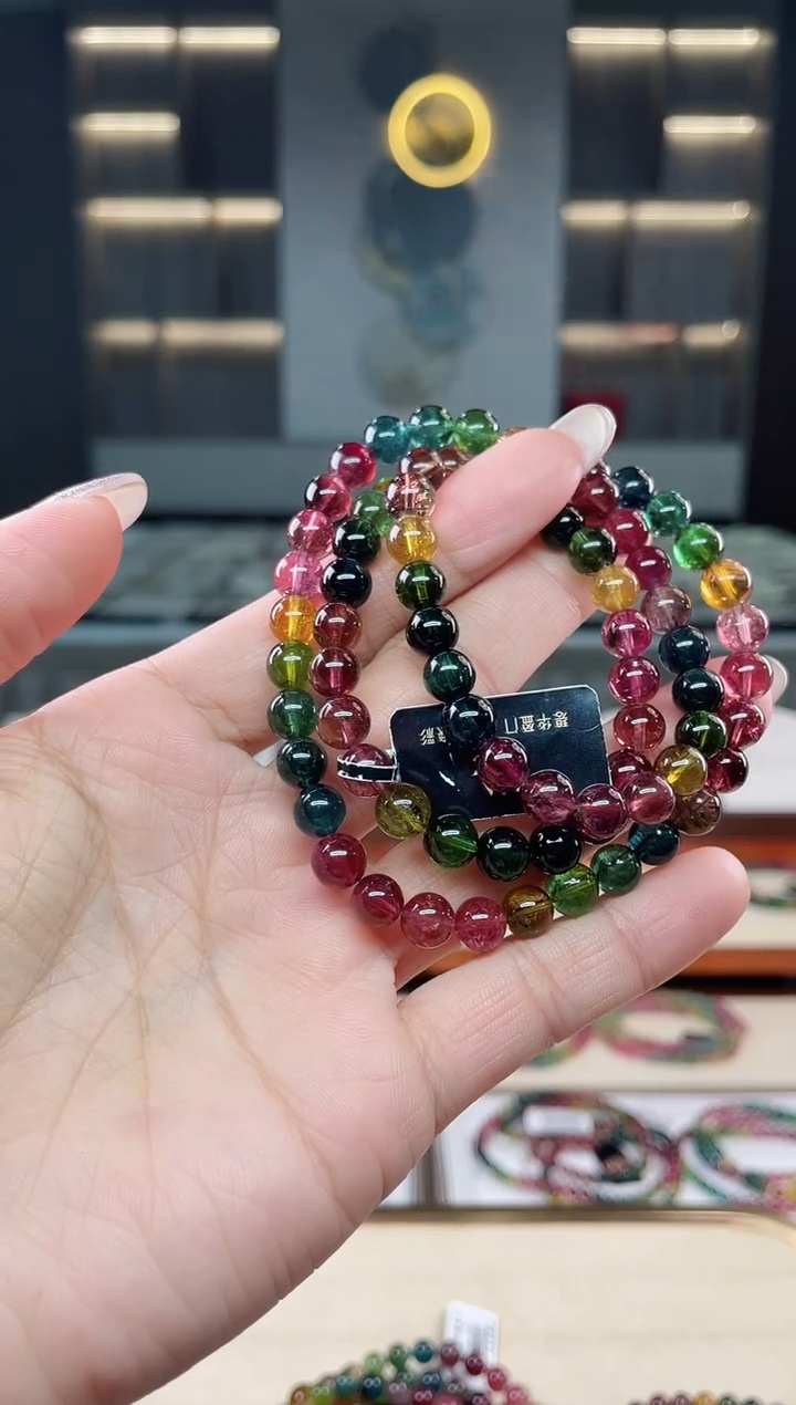未镶嵌老矿碧玺三圈手串7mm+碧玺多样性发一条T