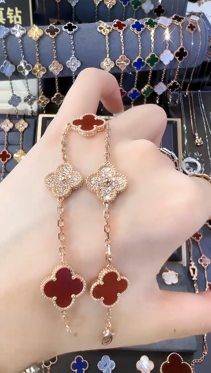 【闪购商品】玛瑙/玉髓手链18K金镶嵌18K红钻手链