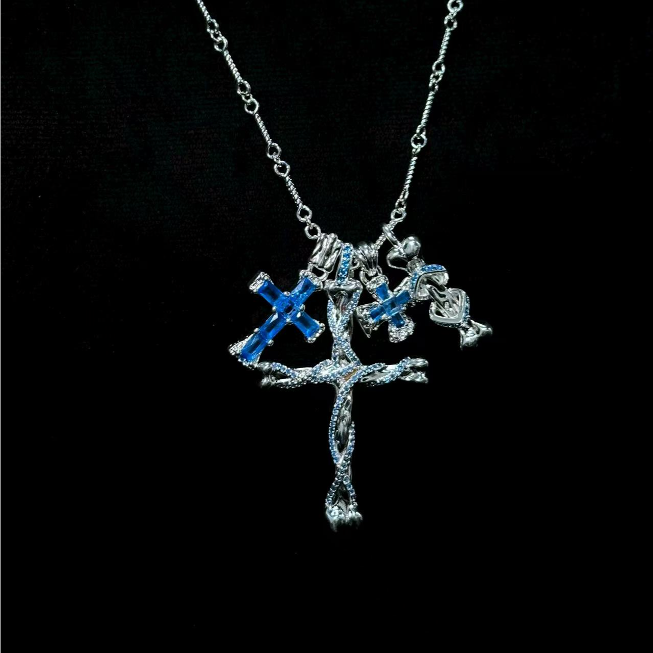 合金项链 【涅槃 冰霜 神威 项链】项链国潮风发字百搭复古小众镶嵌