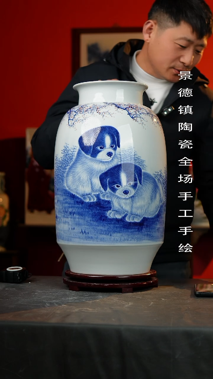 【闪购商品】摆件景德镇陶瓷花瓶手工手绘59