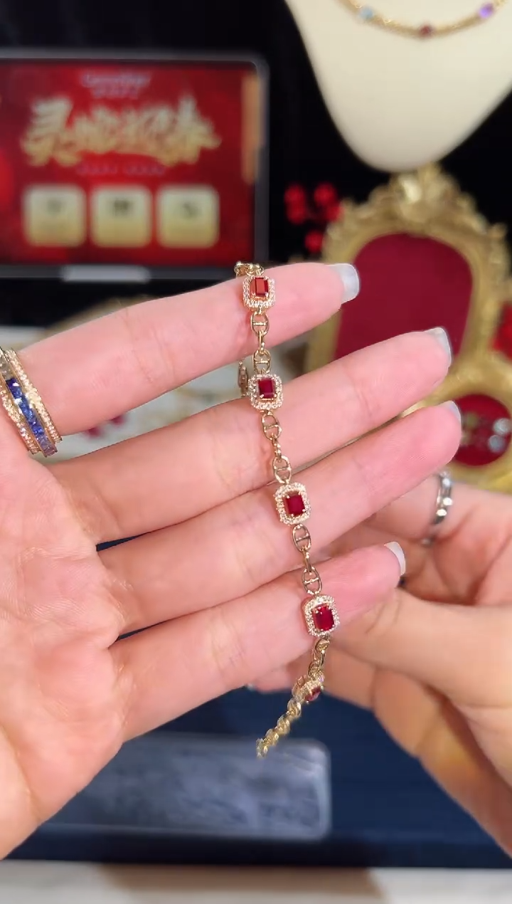 【闪购商品】红宝石手链18K金镶嵌BB3622