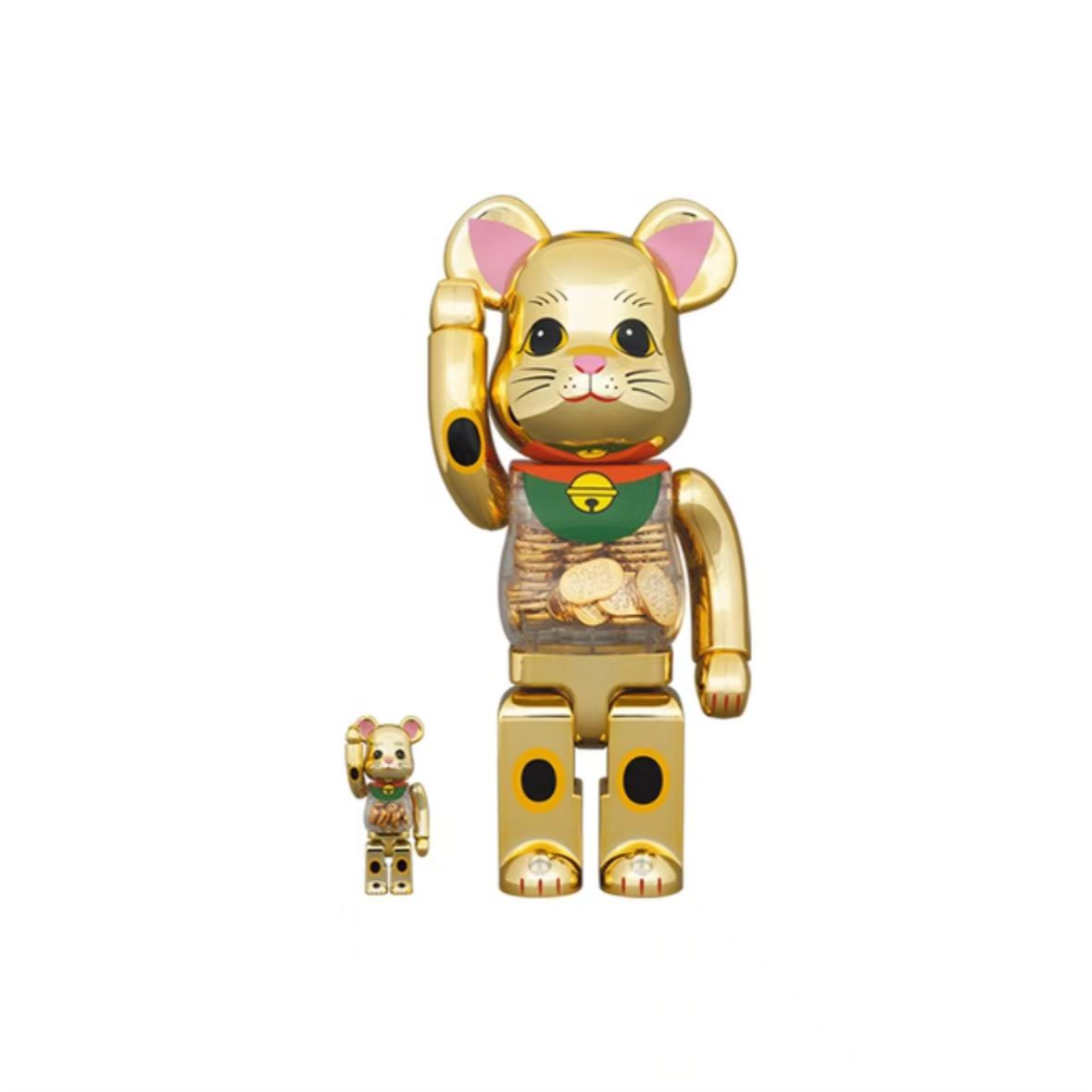 bearbrick积木熊 睁眼金色金币猫400%+100%