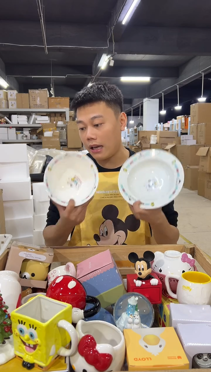 瓷片玉桂狗 碗盘2件套