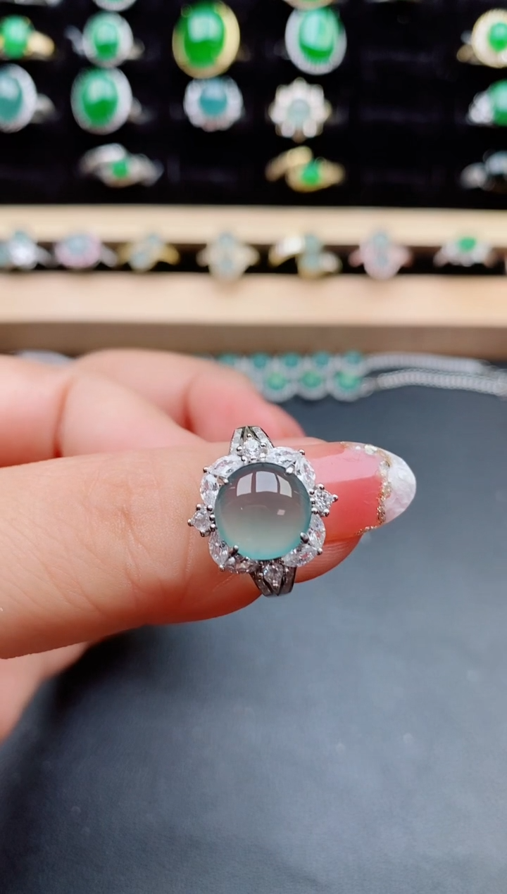 【闪购商品】翡翠戒指银S925镶嵌5080