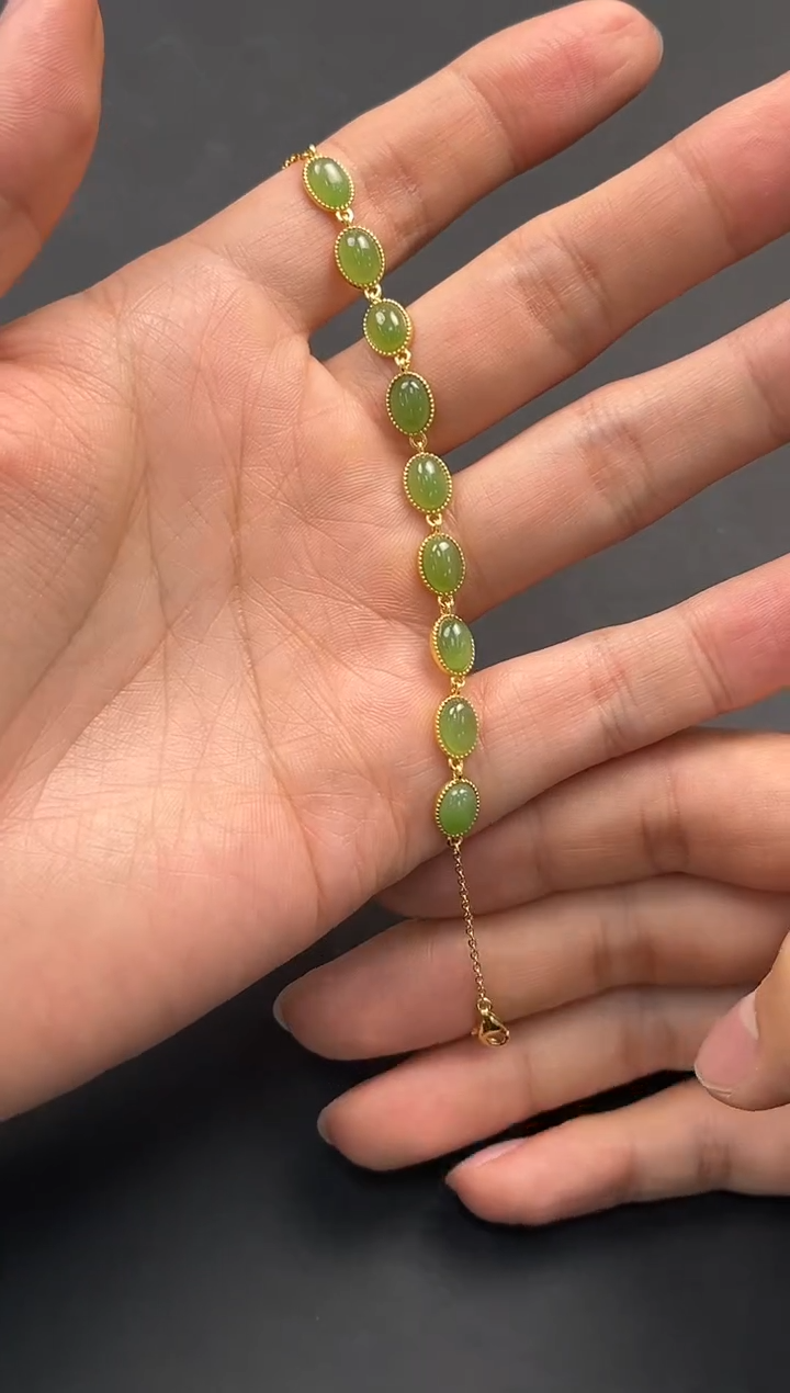 未镶嵌手串和田玉俄碧手链微色差