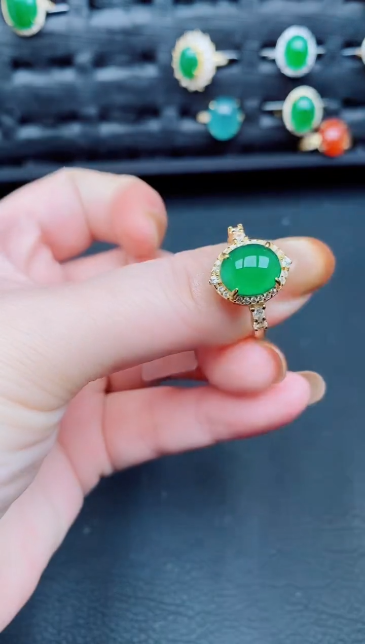 【闪购商品】翡翠戒指银S925镶嵌天然a货翡翠319