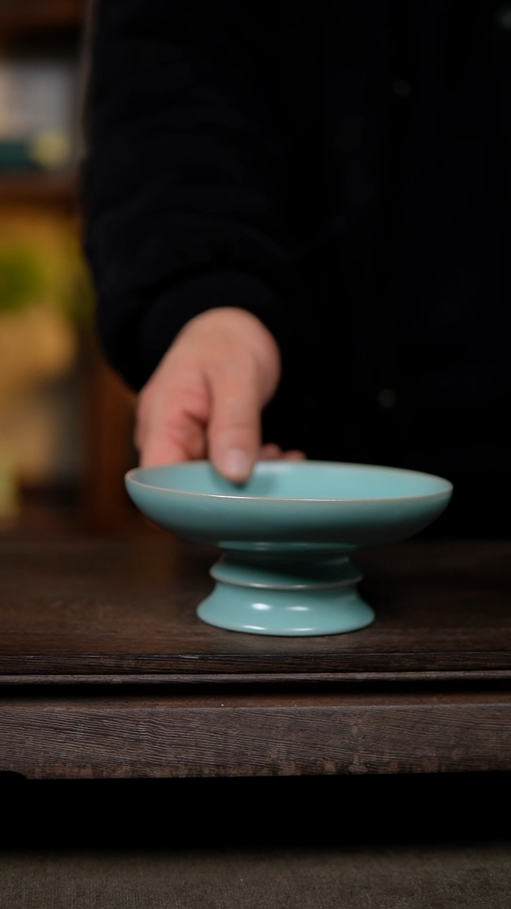 【闪购商品】杯仿古天青纯手工高足果盘