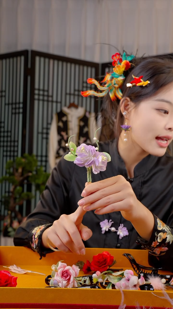 刺绣春*非遗绒花手工饰品