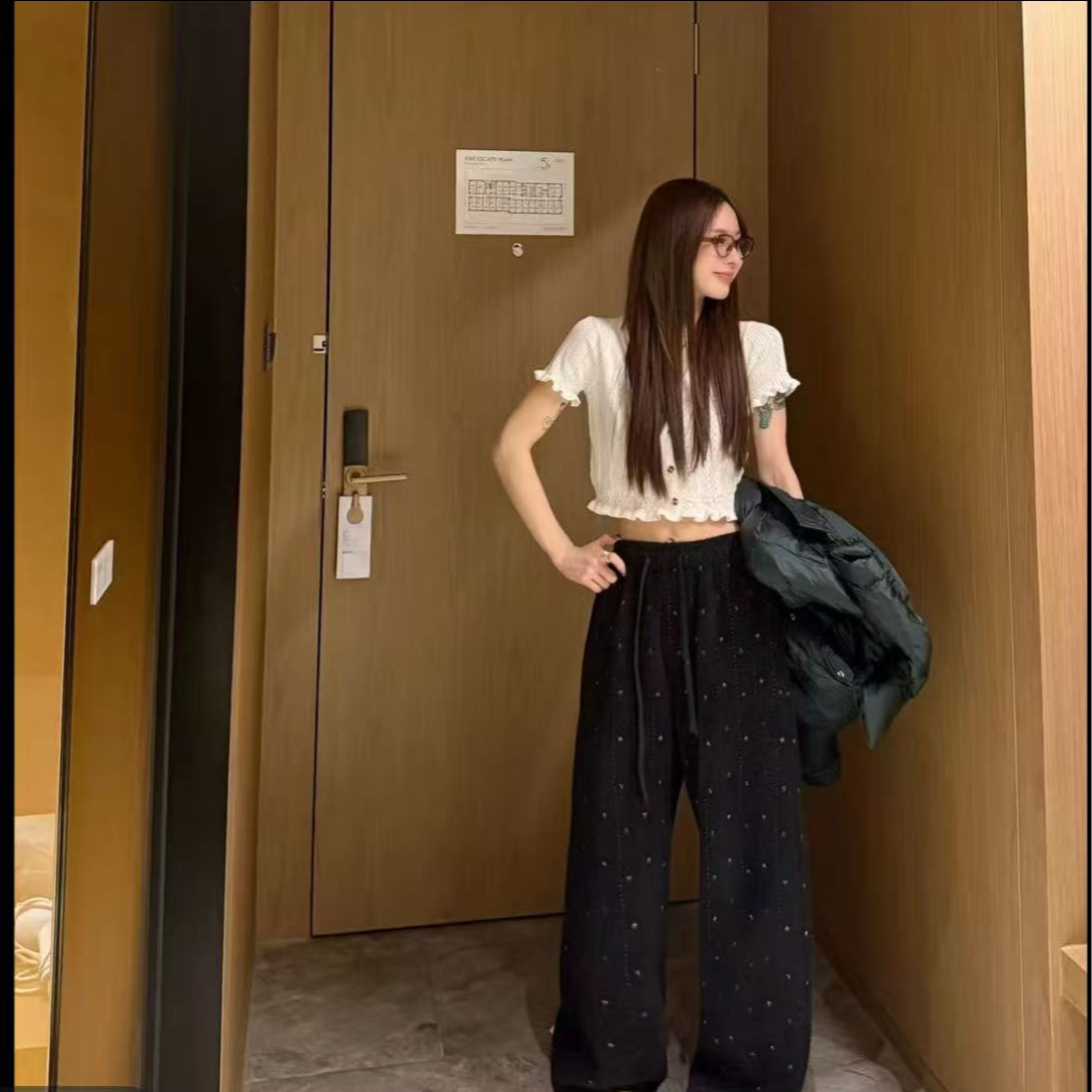 韩系~秋冬新款加厚休闲直筒裤百搭显瘦长裤-77881