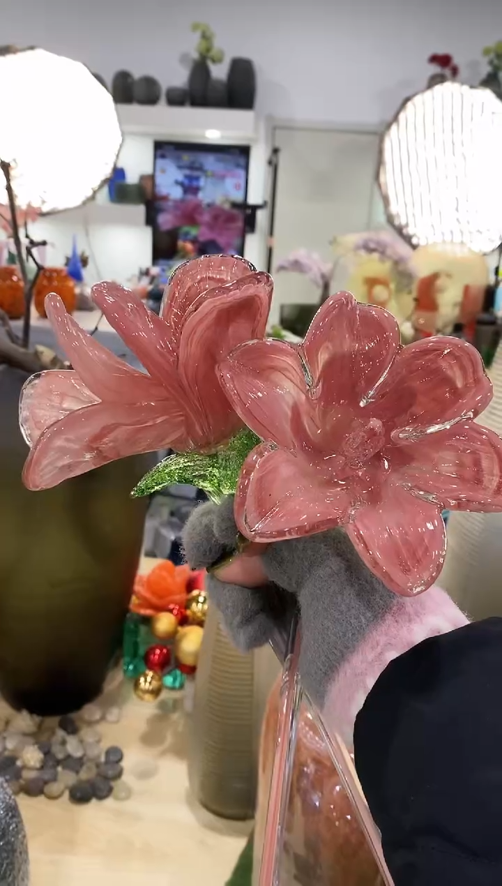 慕忆家手作琉璃花瓶一对