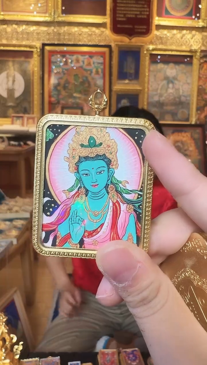 吊坠绿妈妈 热贡纯手绘唐卡