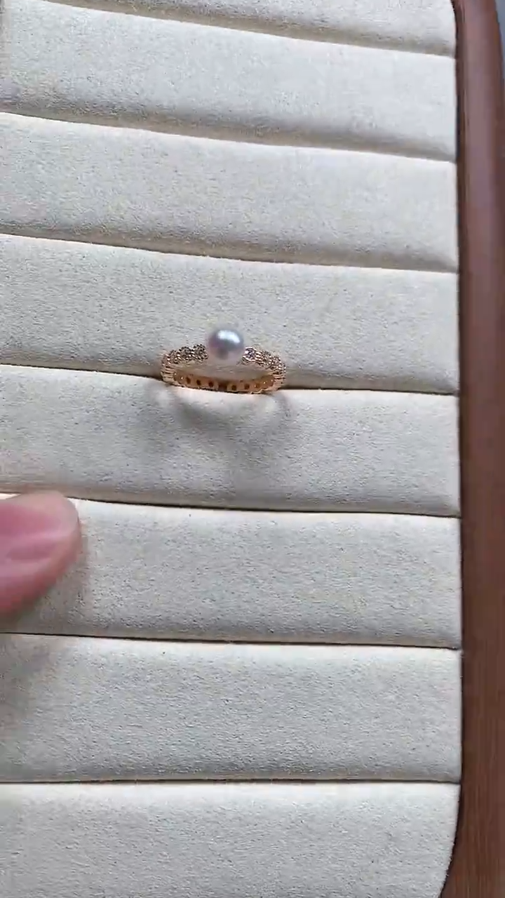 【闪购商品】海水珍珠戒指银S925镶嵌银镀金泡泡款珍珠戒指