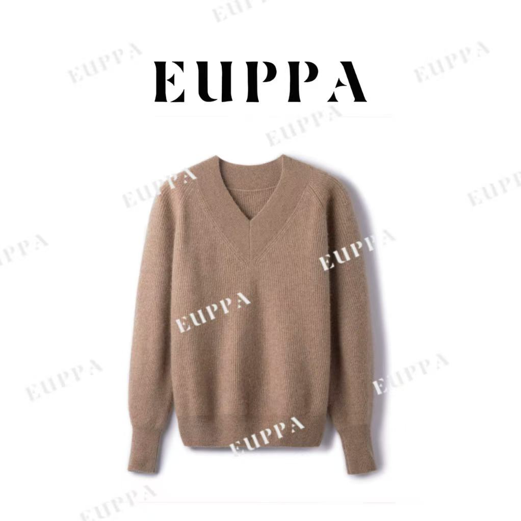 【罕山白绒】100%纯山羊绒衫v领300g7针加厚元宝针女士QHXZ-G8835