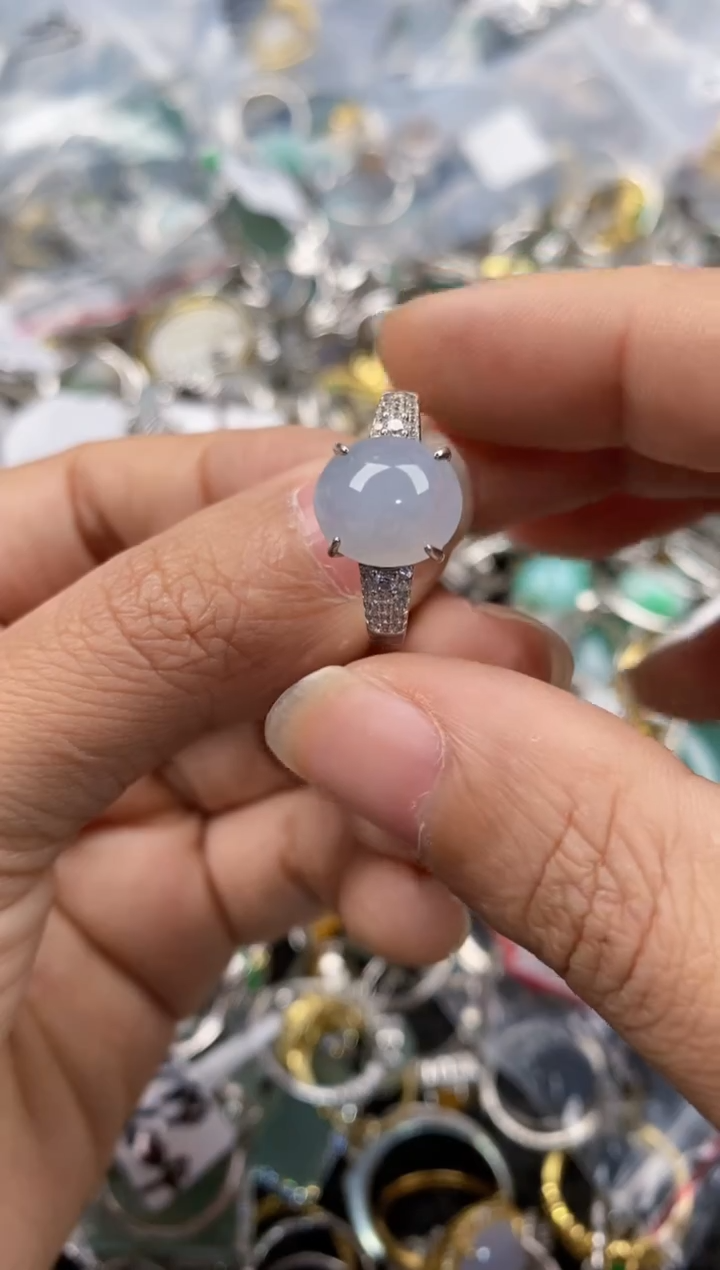 银S925镶嵌戒指翡翠888-8