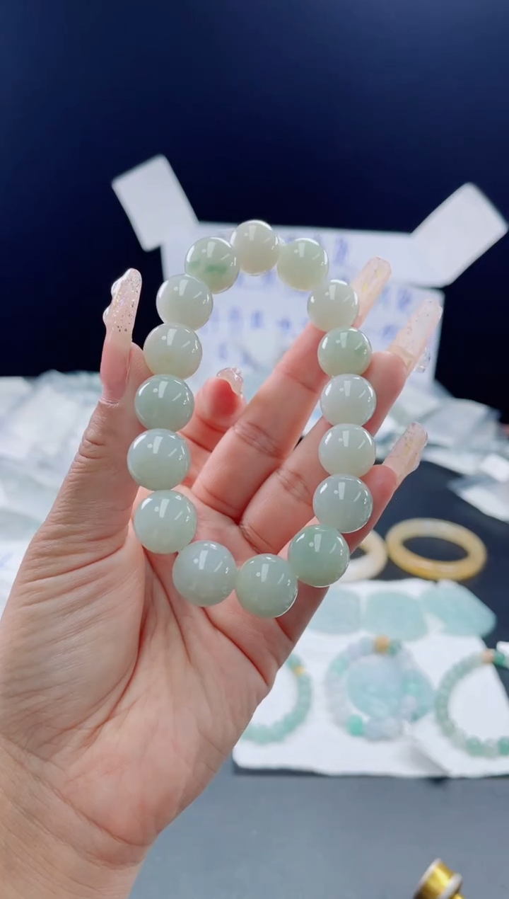 未镶嵌定制翡翠珠串13.7