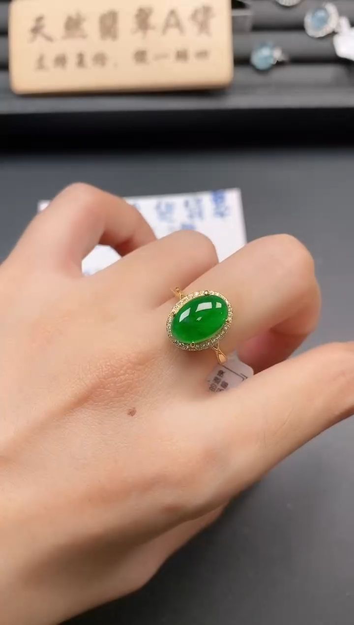 银S925镶嵌戒指翡翠1