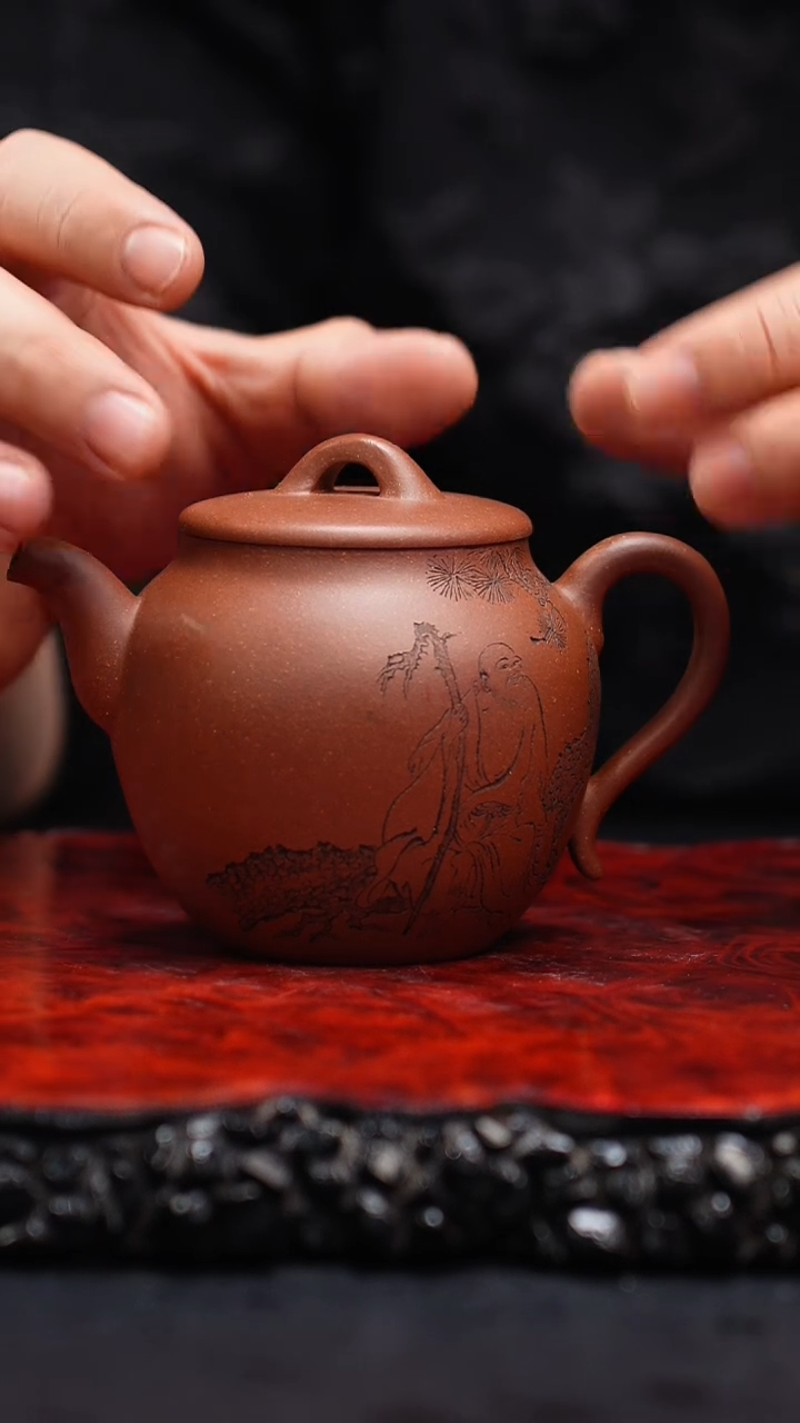 【闪购商品】紫砂茶壶25 汲泉,QYQ,红降坡