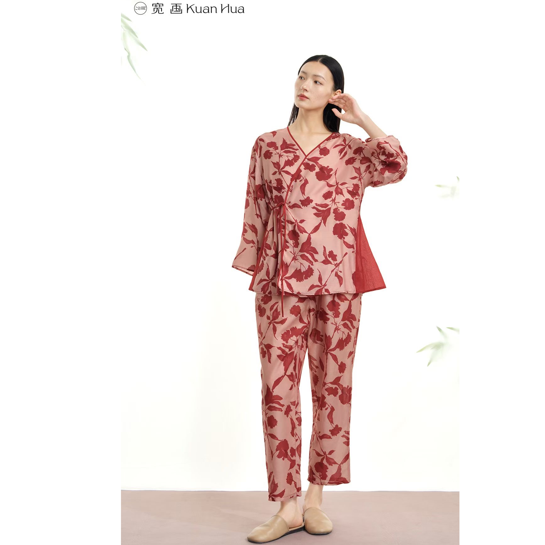 宽画新款繁花系列女秋冬休闲长袖夏季舒适薄款碎花家居服90218