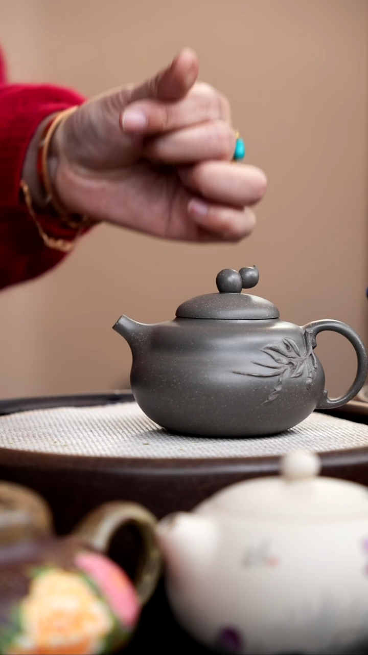 茶壶紫砂005 青灰泥葫芦壶 