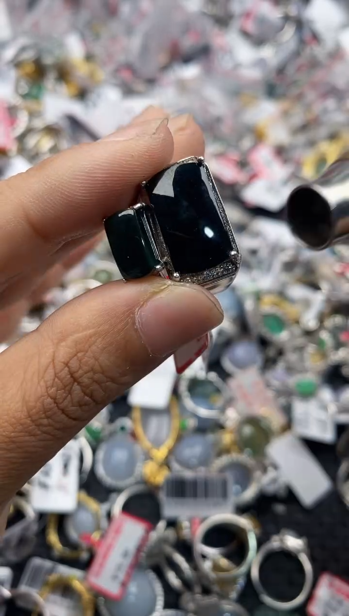 银S925镶嵌戒指翡翠7777---5