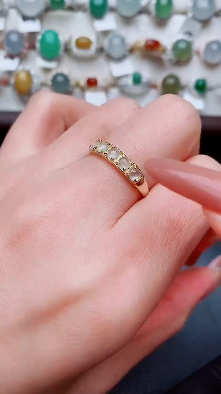 银S925镶嵌戒指翡翠...