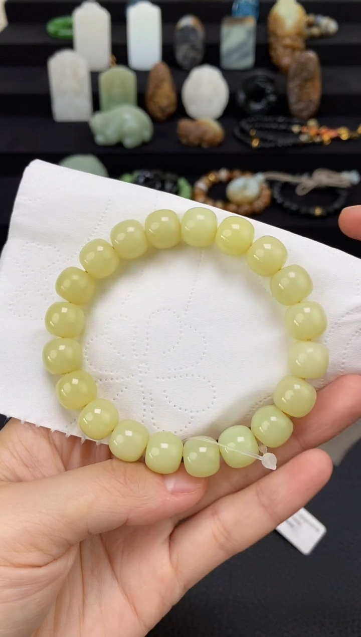 未镶嵌和田玉挂件11mm黄口老型手串