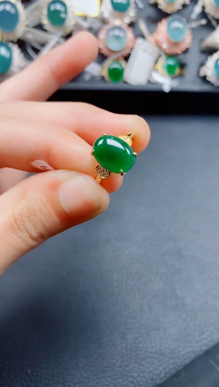 翡翠银S925镶嵌戒指翡翠