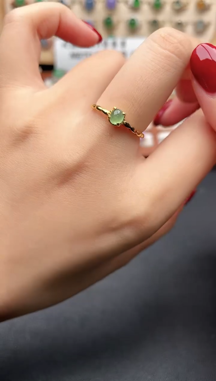 银S925镶嵌戒指翡翠一物一证一礼盒