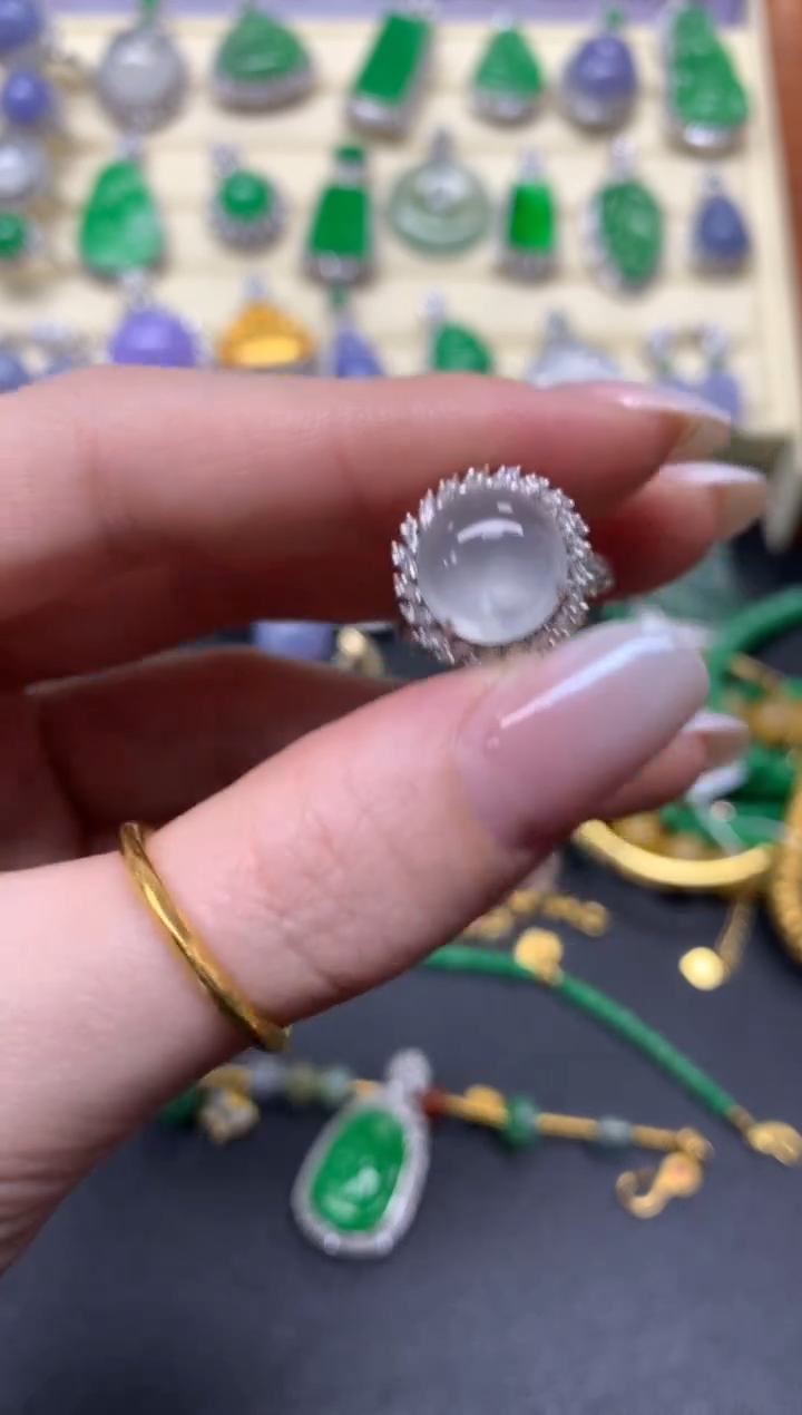 【闪购商品】翡翠戒指18K金镶嵌戒指|9300+930