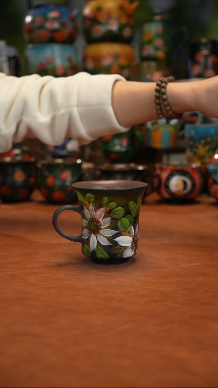 紫砂油画手绘釉下彩