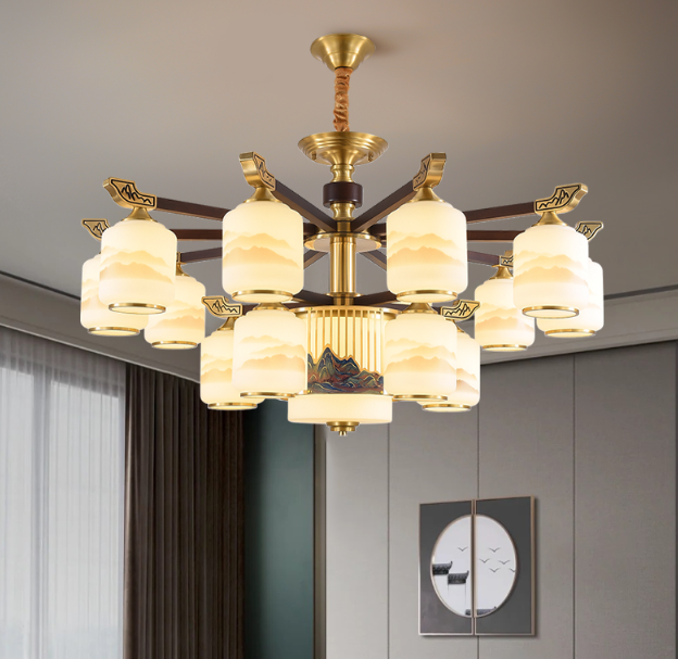 新中式吊灯吸吊两用茶室客厅吊灯禅意风大气新款餐厅新中式灯具