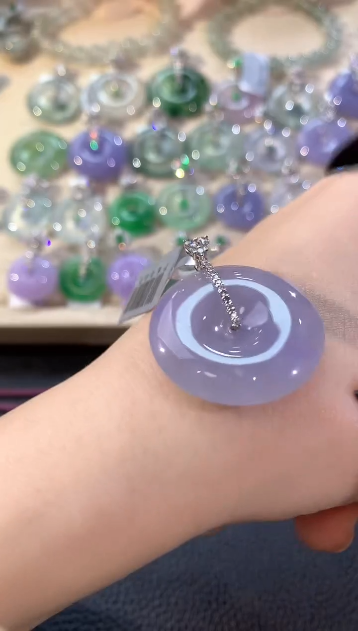 吊坠(不含链)18K金镶嵌翡翠冬日珠宝E106紫货有色差