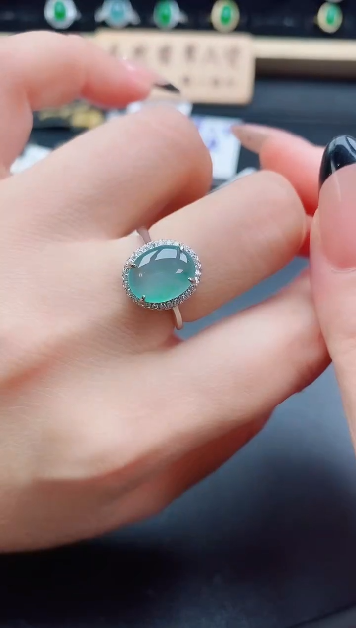 银S925镶嵌戒指翡翠1