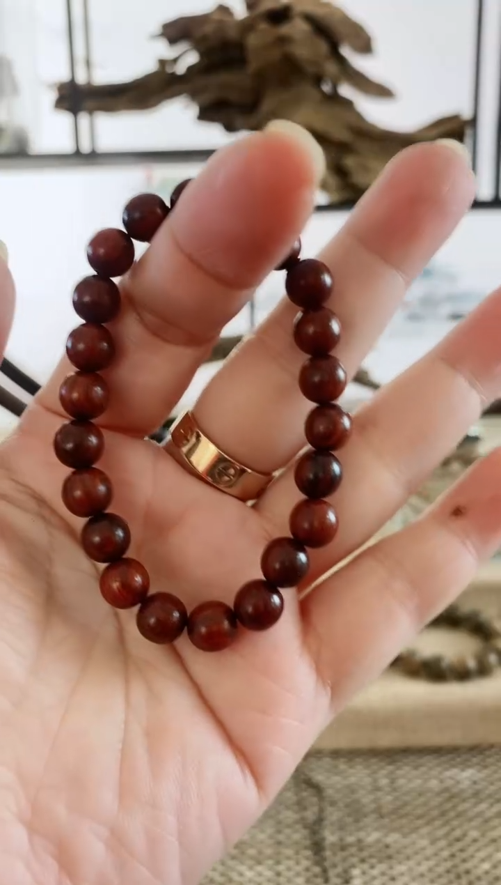 铁木豆（红檀）无事牌巴西猫眼红檀8MM单圈