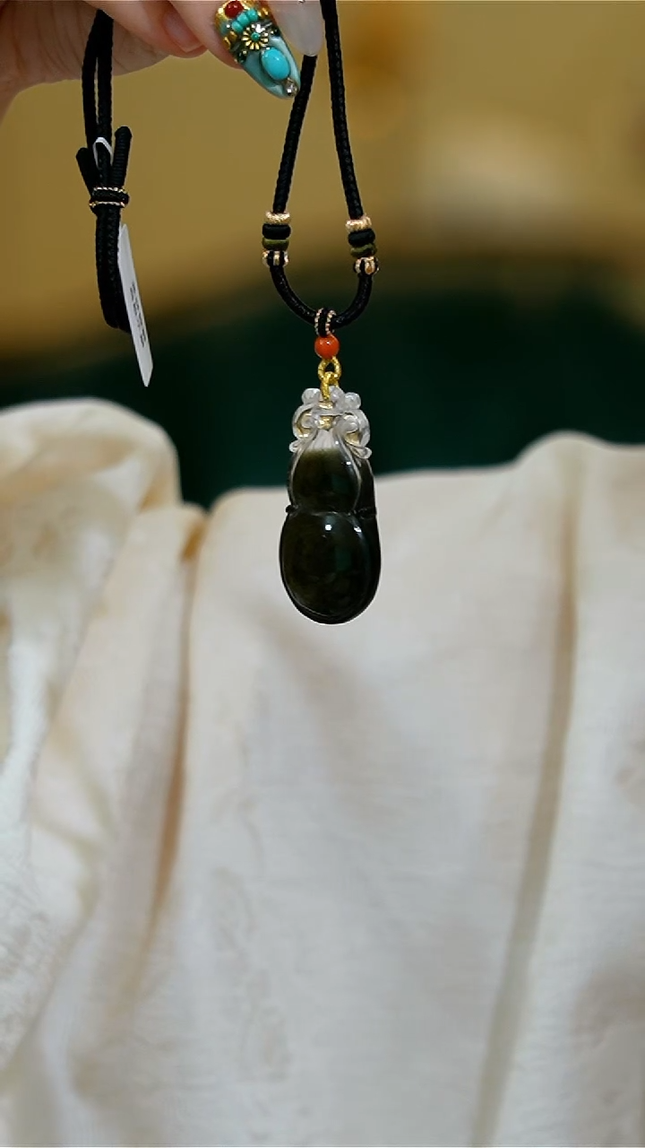 【闪购商品】水晶项链未镶嵌绿幽灵葫芦手工绳项链