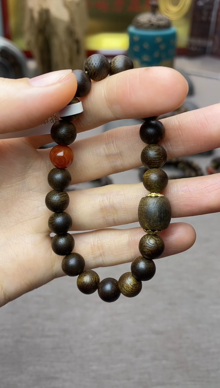 【闪购商品】沉香手串紫棋08+白棋单珠沉水老料