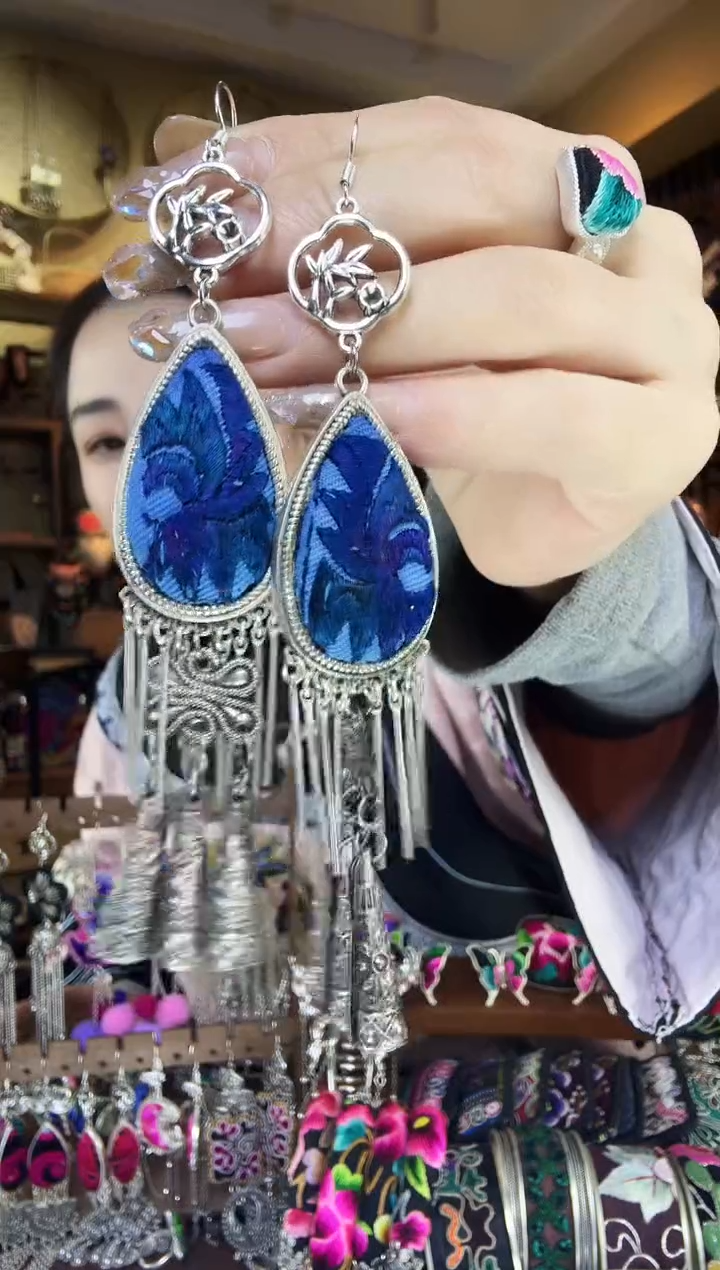 刺绣非遗刺绣民族风耳环