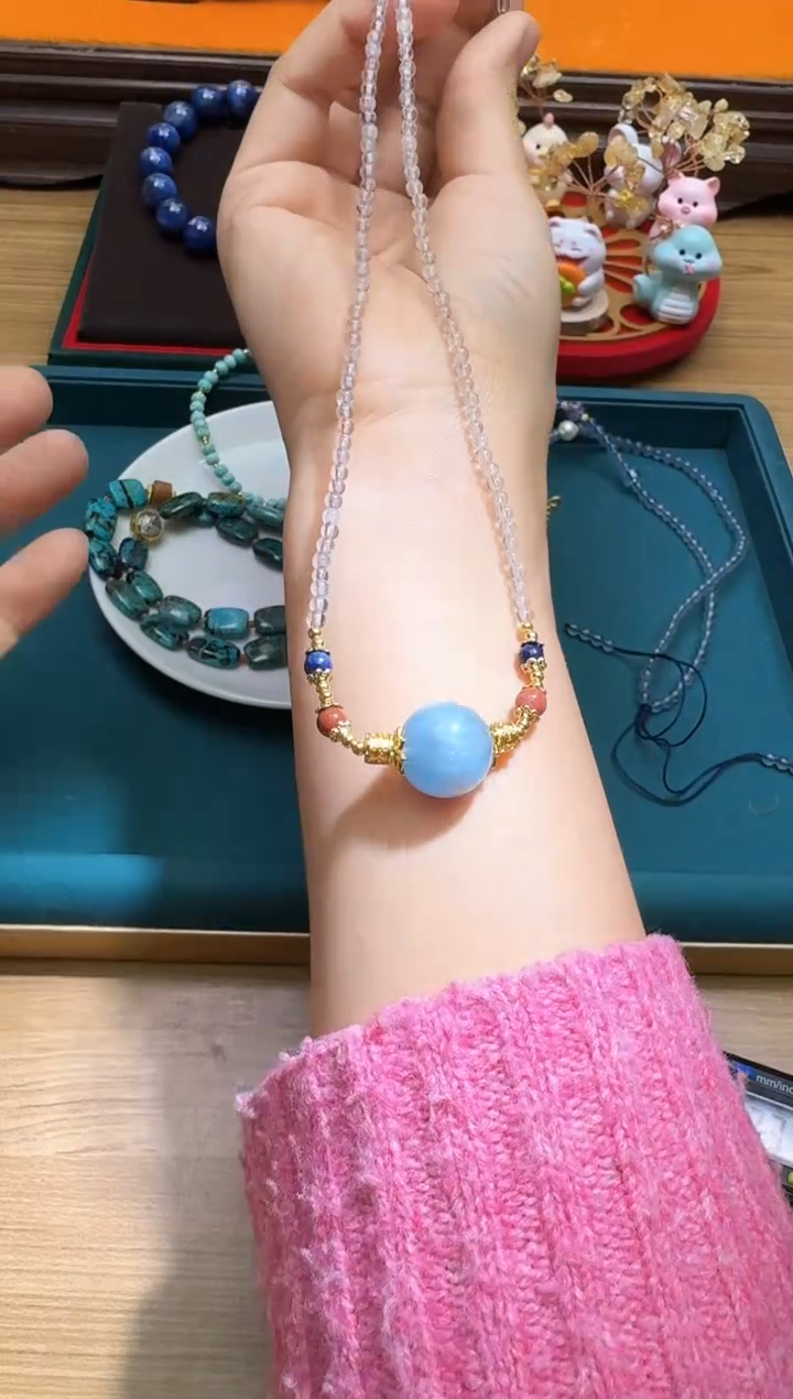 未镶嵌颈饰海蓝宝石多样性发一件 218