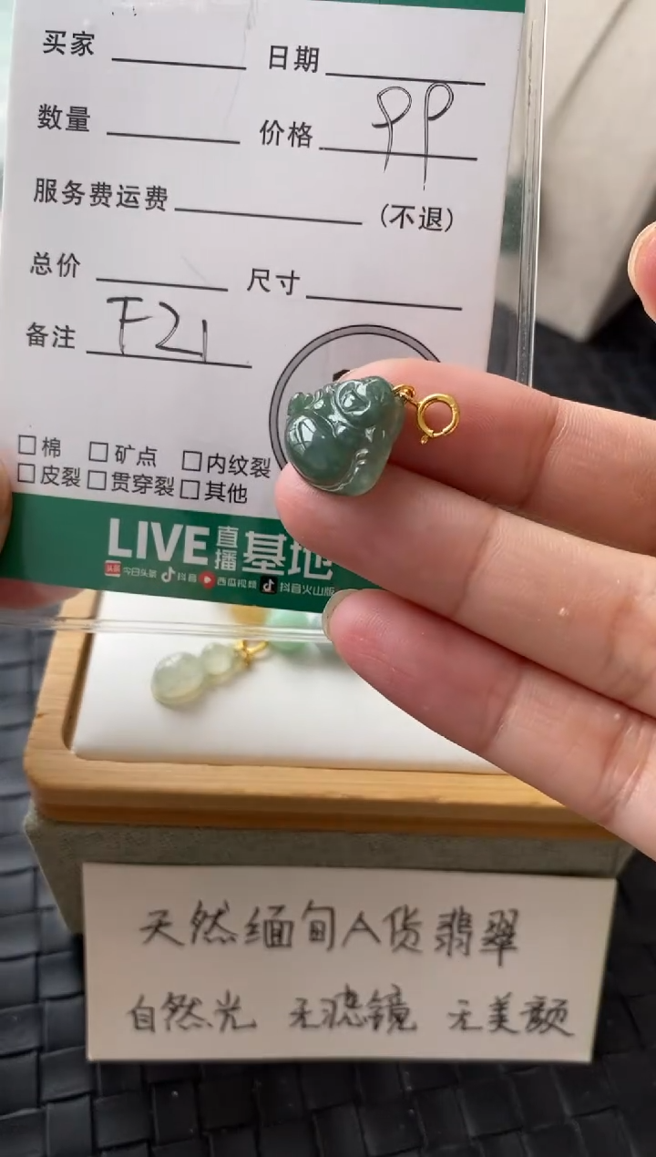 吊坠(不含链)银S925镶嵌翡翠F21